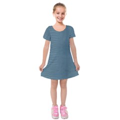 Turquoise Alligator Skin Kids  Short Sleeve Velvet Dress by LoolyElzayat