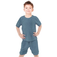 Turquoise Alligator Skin Kids  Tee And Shorts Set by LoolyElzayat