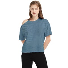 Turquoise Alligator Skin One Shoulder Cut Out Tee by LoolyElzayat