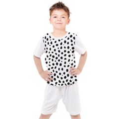  Black And White Seamless Cheetah Spots Kids  Tee And Shorts Set by LoolyElzayat