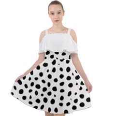  Black And White Seamless Cheetah Spots Cut Out Shoulders Chiffon Dress by LoolyElzayat