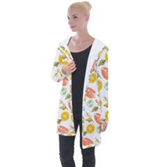 Citrus Gouache Pattern Longline Hooded Cardigan by EvgeniaEsenina