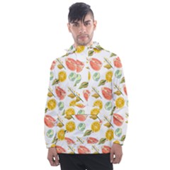 Citrus Gouache Pattern Men s Front Pocket Pullover Windbreaker by EvgeniaEsenina