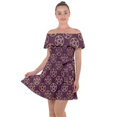 Golden Pentagram Off Shoulder Velour Dress by Angelandspot