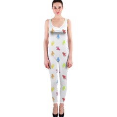 Multicolored Hands Silhouette Motif Design One Piece Catsuit by dflcprintsclothing