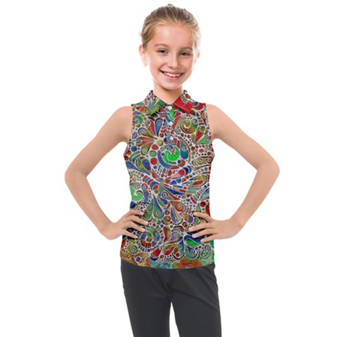 Pop Art - Spirals World 1 Kids  Sleeveless Polo Tee by EDDArt