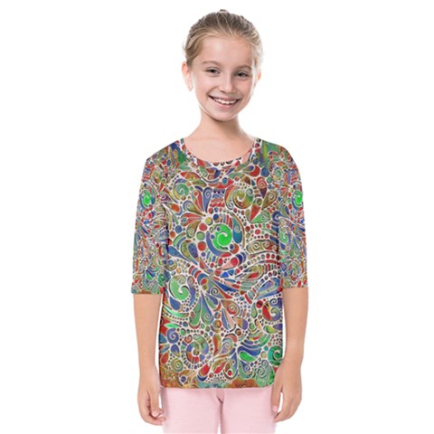 Pop Art - Spirals World 1 Kids  Quarter Sleeve Raglan Tee by EDDArt