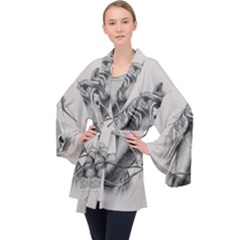 Custom Horse Long Sleeve Velvet Kimono  by HermanTelo