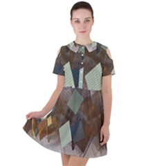 Digital Geometry Short Sleeve Shoulder Cut Out Dress  by Sparkle