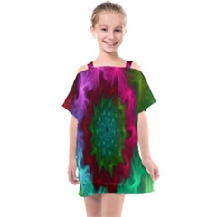 Rainbow Waves Kids  One Piece Chiffon Dress by Sparkle