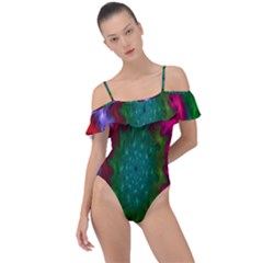 Rainbow Waves Frill Detail One Piece Swimsuit by Sparkle