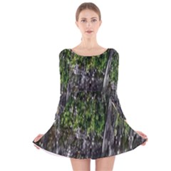 Green Glitter Squre Long Sleeve Velvet Skater Dress by Sparkle