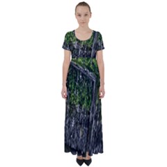 Green Glitter Squre High Waist Short Sleeve Maxi Dress by Sparkle