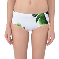 Green Banana Leaves Mid-waist Bikini Bottoms by goljakoff