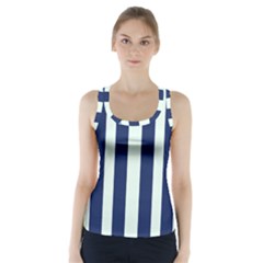 Navy In Vertical Stripes Racer Back Sports Top by Janetaudreywilson
