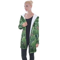 Green Cactus Longline Hooded Cardigan by Sparkle