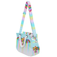 Rainbow Bird Rope Handles Shoulder Strap Bag by Sparkle