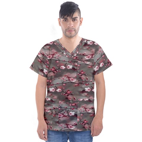 Realflowers Men s V-neck Scrub Top by Sparkle