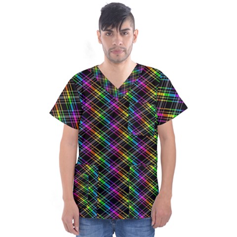 Rainbow Sparks Men s V-neck Scrub Top by Sparkle