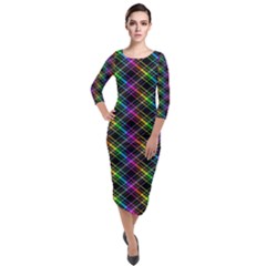 Rainbow Sparks Quarter Sleeve Midi Velour Bodycon Dress by Sparkle