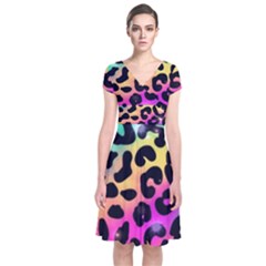 Animal Print Short Sleeve Front Wrap Dress by Sparkle