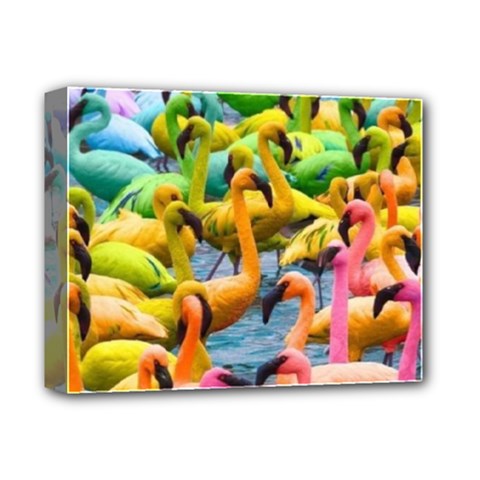 Rainbow Flamingos Deluxe Canvas 14  X 11  (stretched) by Sparkle