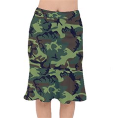 Forest Camo Pattern, Army Themed Design, Soldier Short Mermaid Skirt by Casemiro