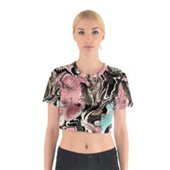 Paola De Giovanni-dragons Fire Iii Cotton Crop Top by kaleidomarblingart