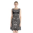 Skull And Spider Web On Dark Background Sleeveless Waist Tie Chiffon Dress View1