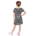 Skull And Spider Web On Dark Background Kids  Short Sleeve Velvet Dress View2