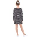 Skull And Spider Web On Dark Background Kids  Long Sleeve Dress View2