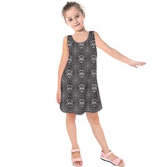 Skull And Spider Web On Dark Background Kids  Sleeveless Dress by FloraaplusDesign