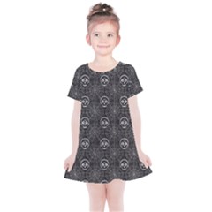 Skull And Spider Web On Dark Background Kids  Simple Cotton Dress by FloraaplusDesign