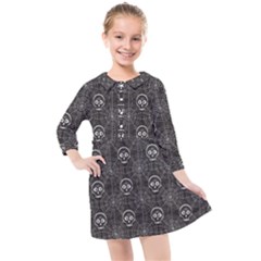 Skull And Spider Web On Dark Background Kids  Quarter Sleeve Shirt Dress by FloraaplusDesign