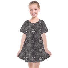 Skull And Spider Web On Dark Background Kids  Smock Dress by FloraaplusDesign