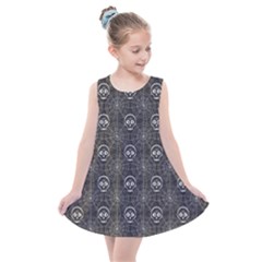 Skull And Spider Web On Dark Background Kids  Summer Dress by FloraaplusDesign