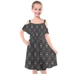 Skull And Spider Web On Dark Background Kids  Cut Out Shoulders Chiffon Dress by FloraaplusDesign