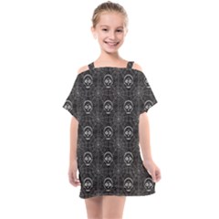 Skull And Spider Web On Dark Background Kids  One Piece Chiffon Dress by FloraaplusDesign