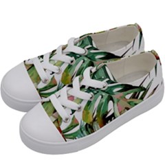 Watercolor Monstera Leaves Kids  Low Top Canvas Sneakers by goljakoff