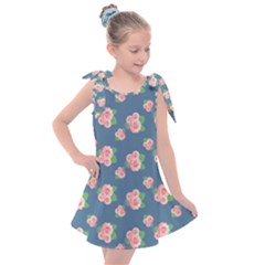 Pink Vintage Roses Kids  Tie Up Tunic Dress by FloraaplusDesign