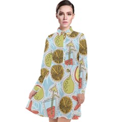 Tropical Pattern Long Sleeve Chiffon Shirt Dress by GretaBerlin