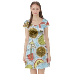 Tropical Pattern Short Sleeve Skater Dress by GretaBerlin