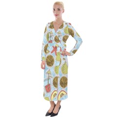 Tropical Pattern Velvet Maxi Wrap Dress by GretaBerlin