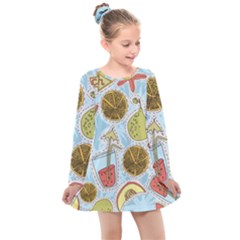 Tropical Pattern Kids  Long Sleeve Dress by GretaBerlin