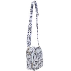 Line Art Black And White Rose Shoulder Strap Belt Bag by MintanArt