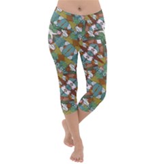 Multicolored Collage Print Pattern Mosaic Lightweight Velour Capri Yoga Leggings by dflcprintsclothing