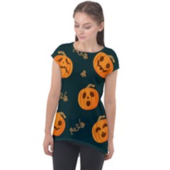 Halloween Cap Sleeve High Low Top by Sobalvarro