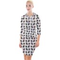 Lady Cat pattern, cute cats theme, feline design Quarter Sleeve Hood Bodycon Dress View1