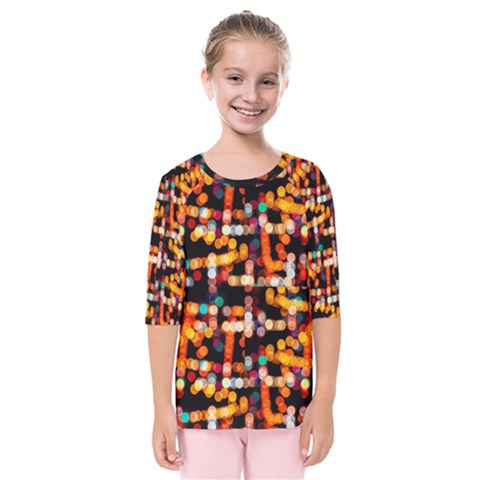 Multicolored Bubbles Print Pattern Kids  Quarter Sleeve Raglan Tee by dflcprintsclothing