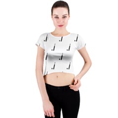 Black And White Cricket Sport Motif Print Pattern Crew Neck Crop Top by dflcprintsclothing